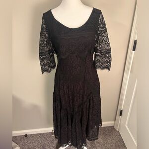 Free People Black Lace Long Sleeve Dress